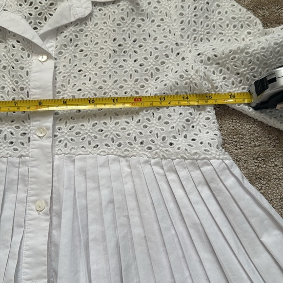 Anthropologie HD Paris Eyelet Empire white pleated blouse size 6 - Picture 5 of 7